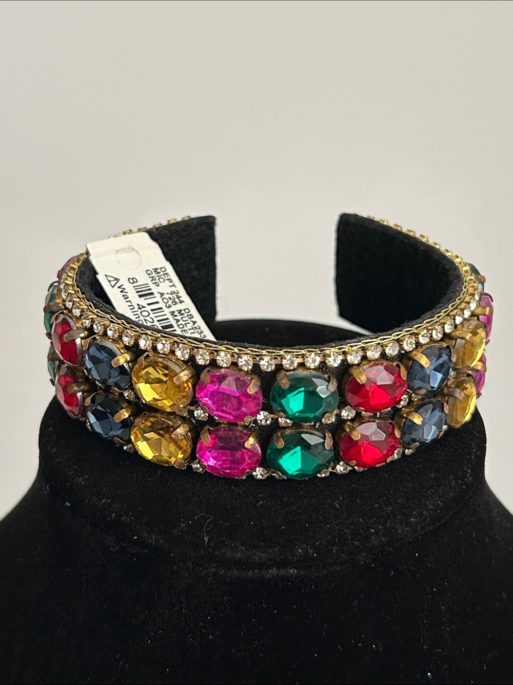 Anna & Ava Multicolor Gemstone Cuff Bracelet in Pink, Green, Yellow, Red, Blue